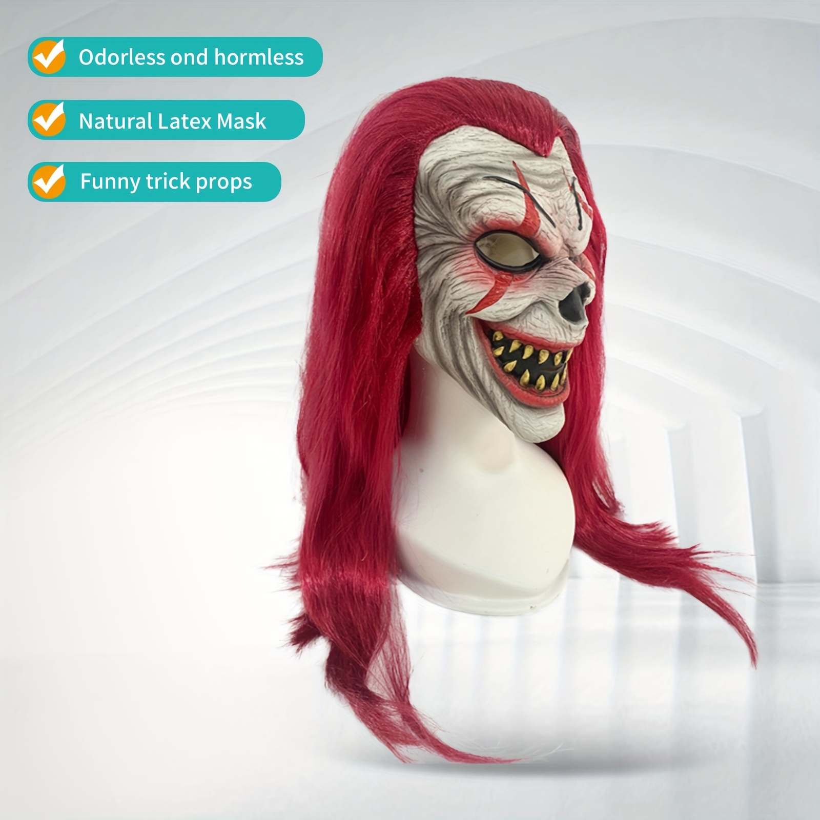 Red-Haired Clown Mask for Halloween and Costume Parties